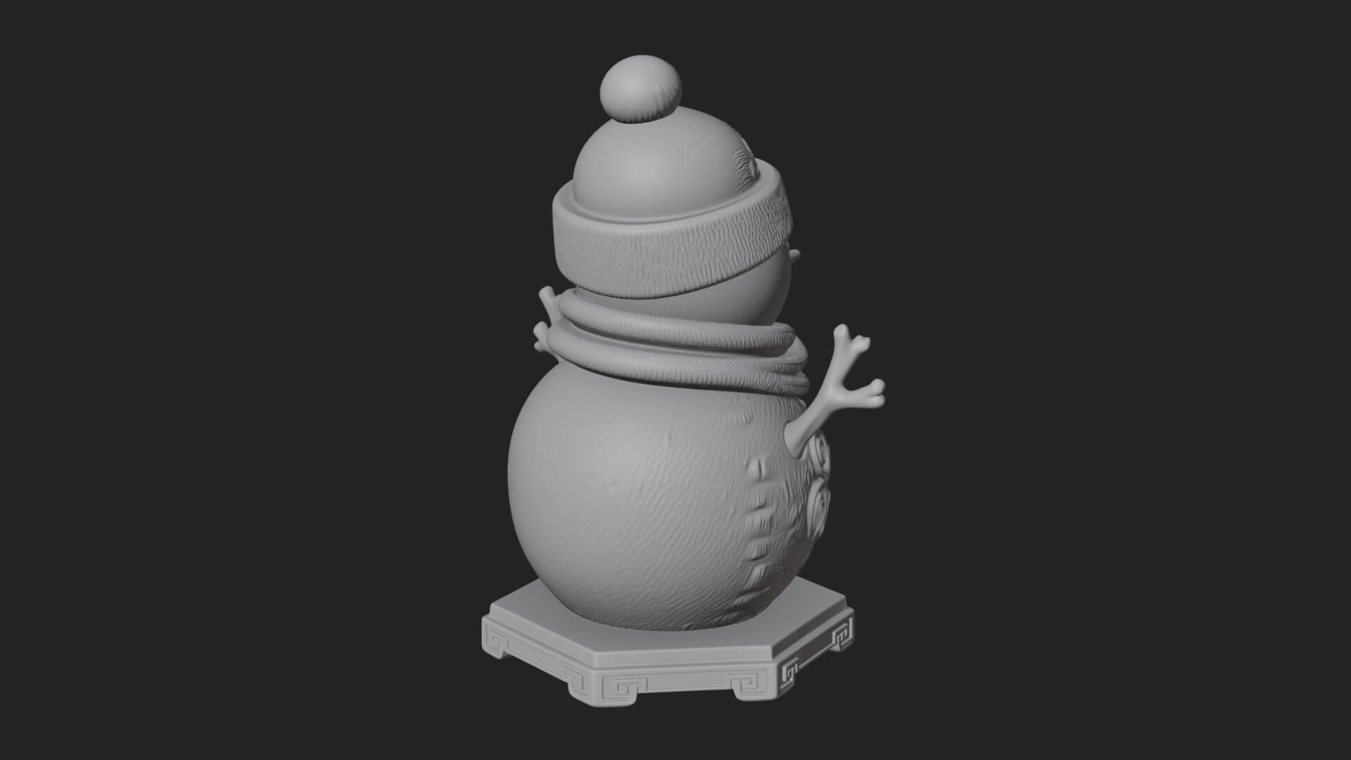 Knit Hat Snowman Statue Design 57 3D Print Model 3D Model