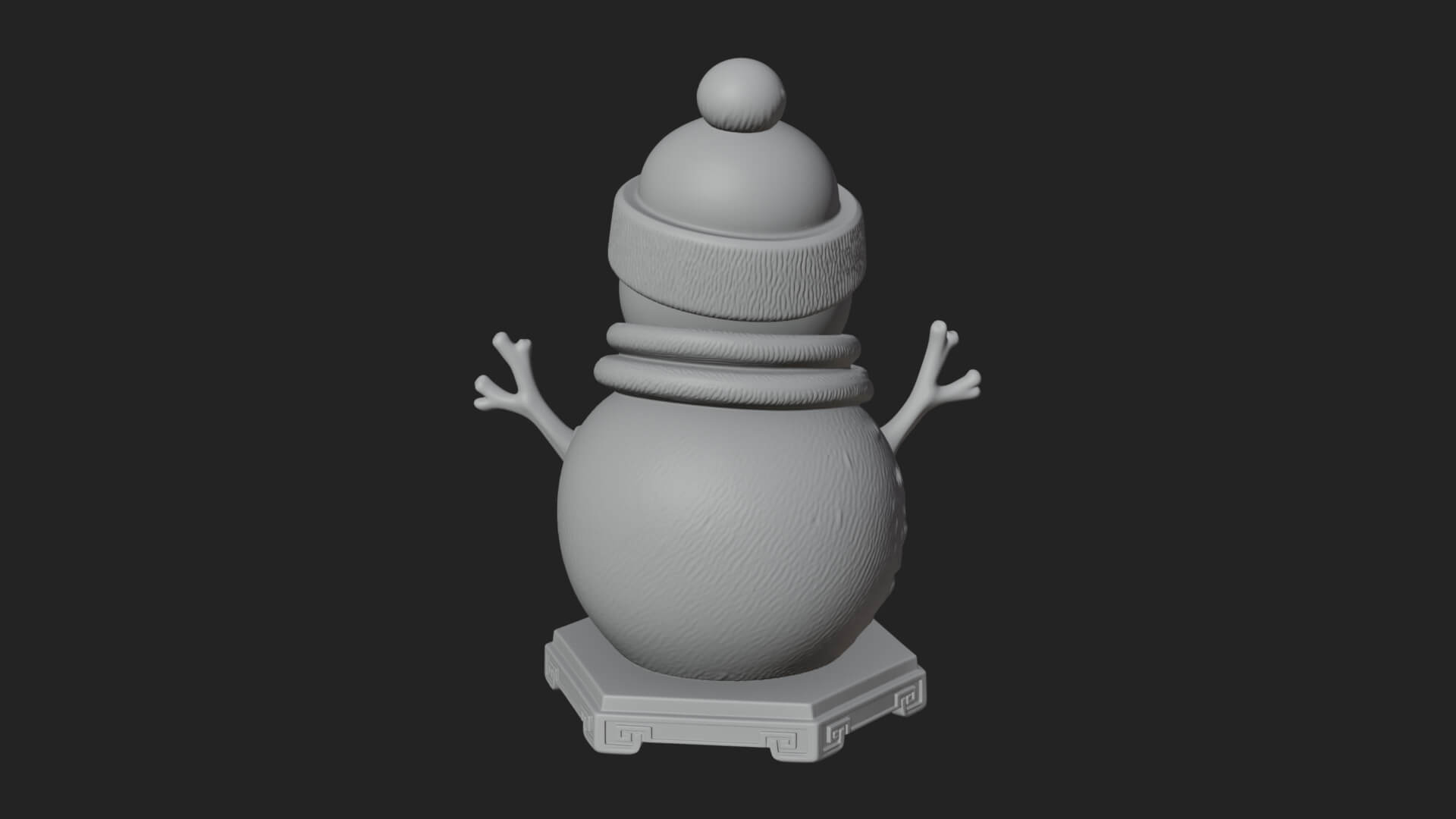 Knit Hat Snowman Statue Design 57 3D Print Model 3D Model