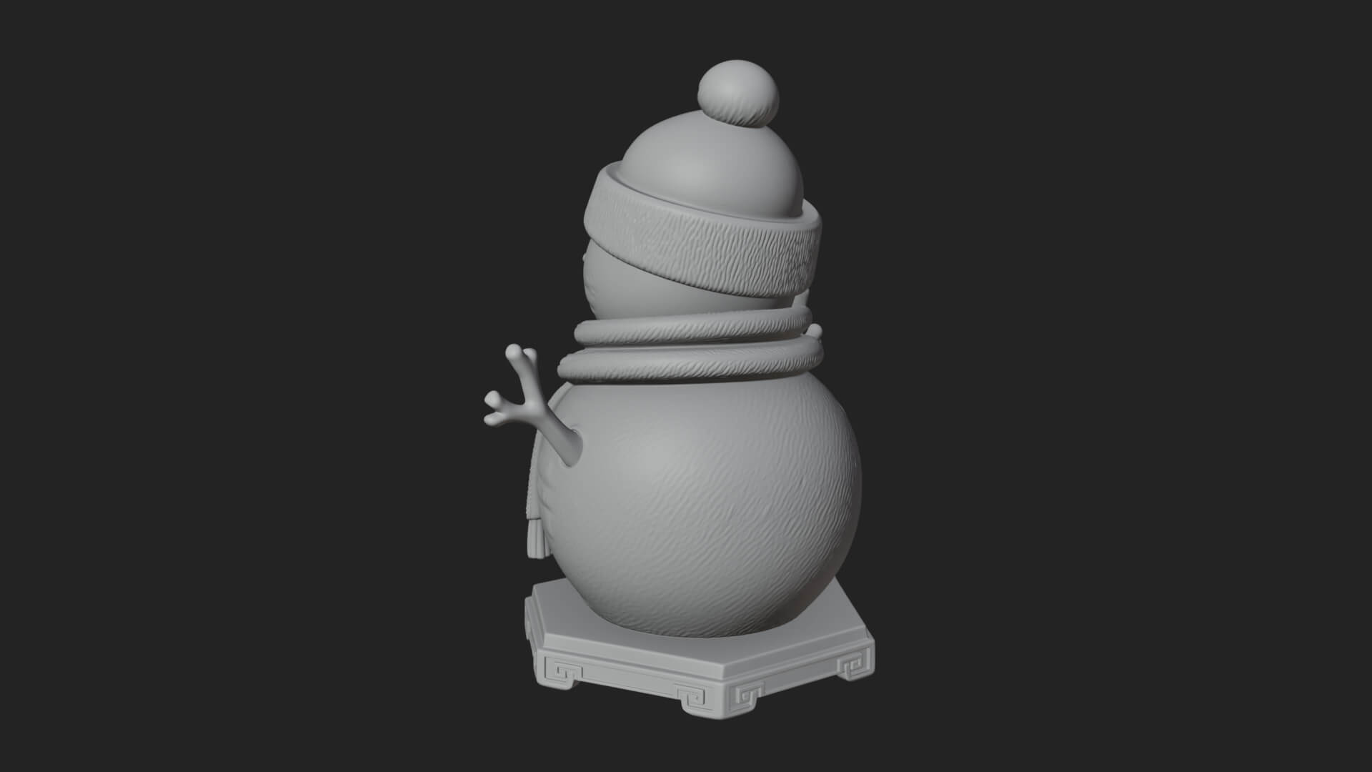 Knit Hat Snowman Statue Design 57 3D Print Model 3D Model