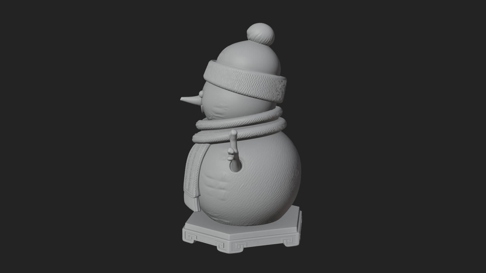 Knit Hat Snowman Statue Design 57 3D Print Model 3D Model