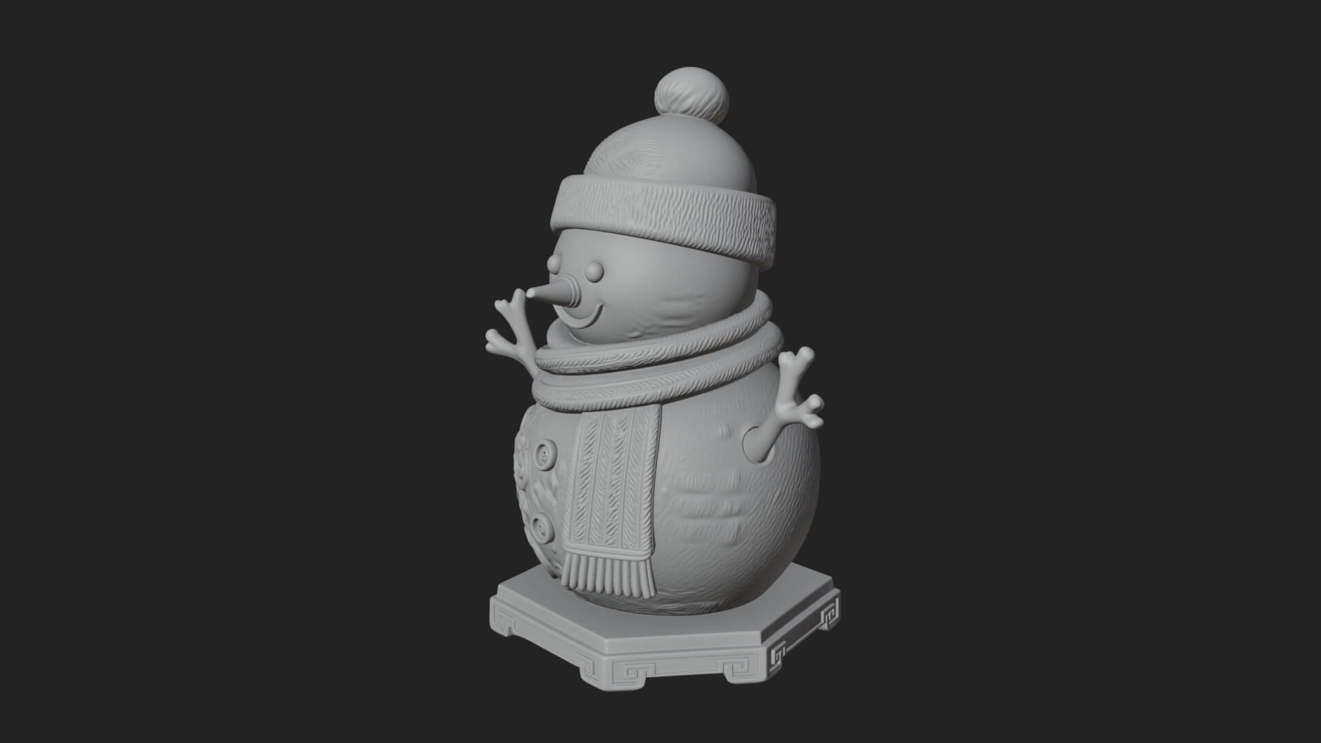 Knit Hat Snowman Statue Design 57 3D Print Model 3D Model