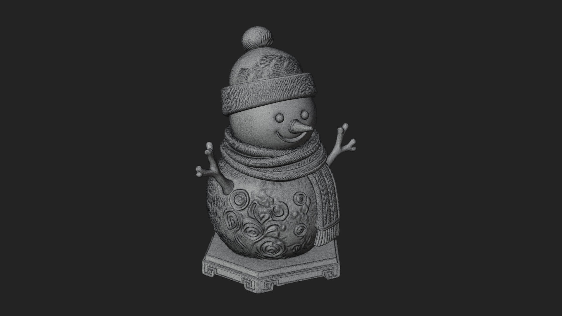 Knit Hat Snowman Statue Design 57 3D Print Model 3D Model