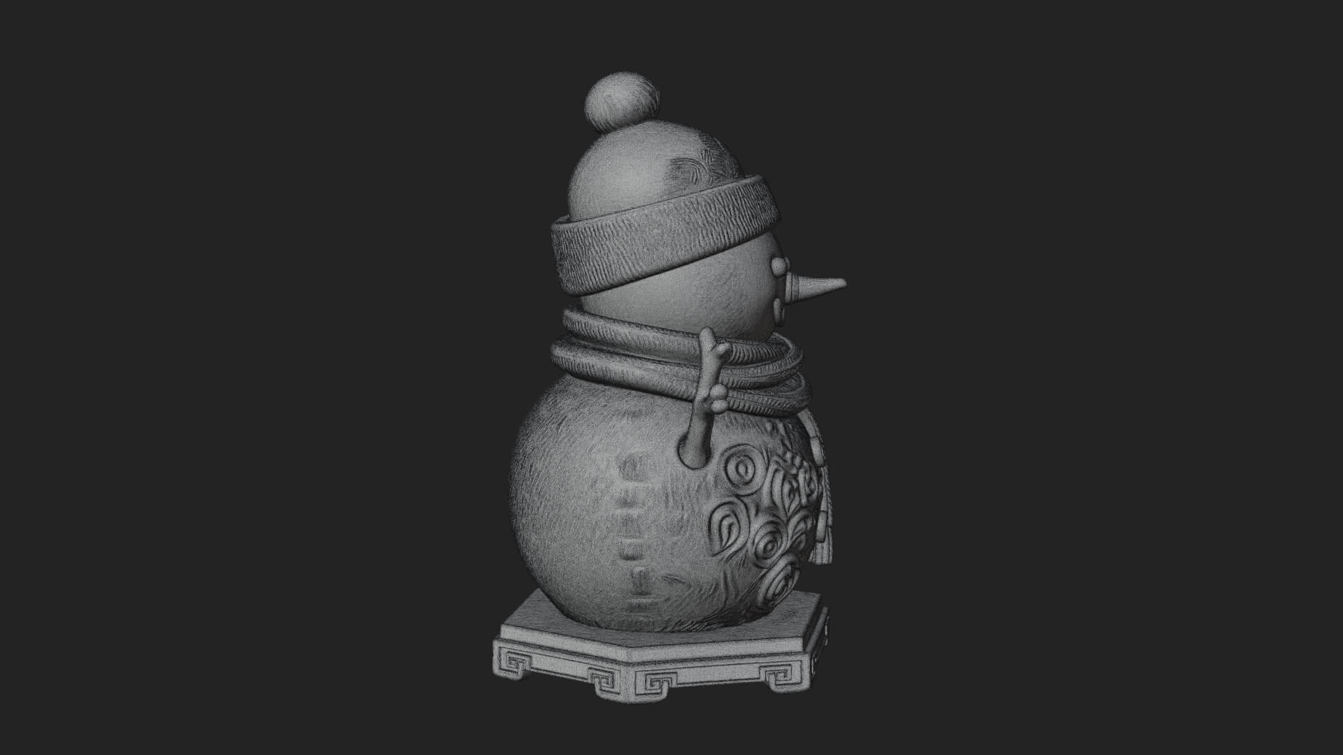 Knit Hat Snowman Statue Design 57 3D Print Model 3D Model