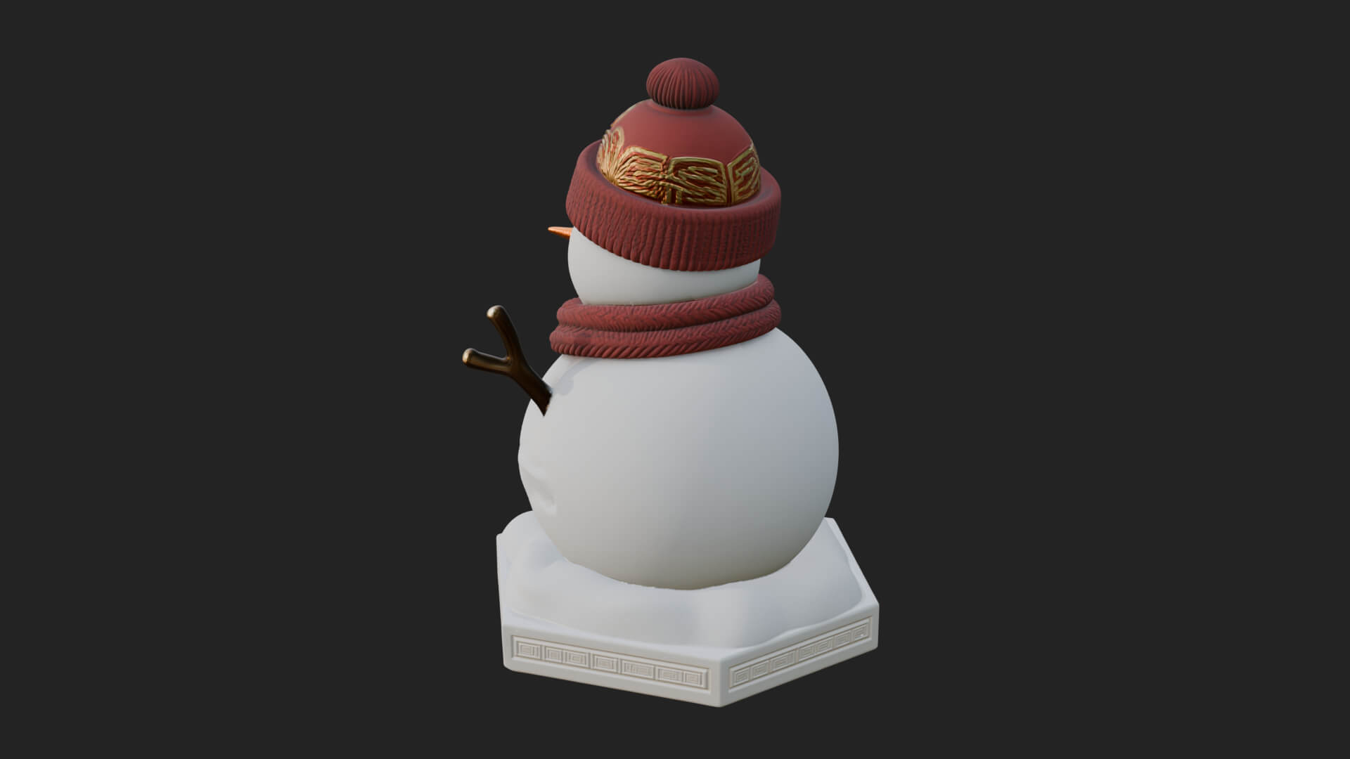 Knit Hat Snowman Statue Design 6 3D Print Model 3D Model