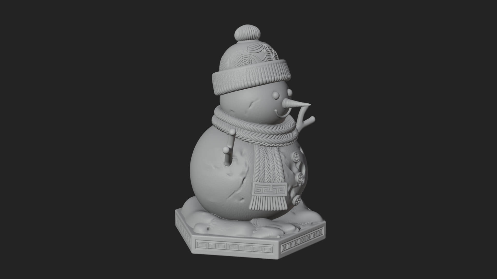 Knit Hat Snowman Statue Design 6 3D Print Model 3D Model