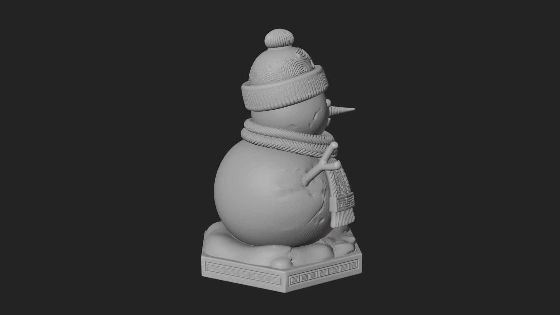 Knit Hat Snowman Statue Design 6 3D Print Model 3D Model
