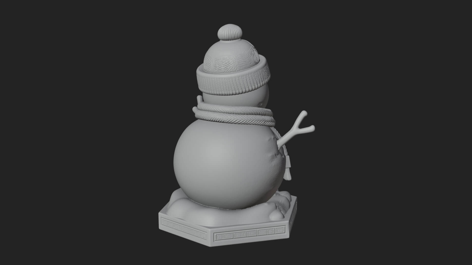 Knit Hat Snowman Statue Design 6 3D Print Model 3D Model