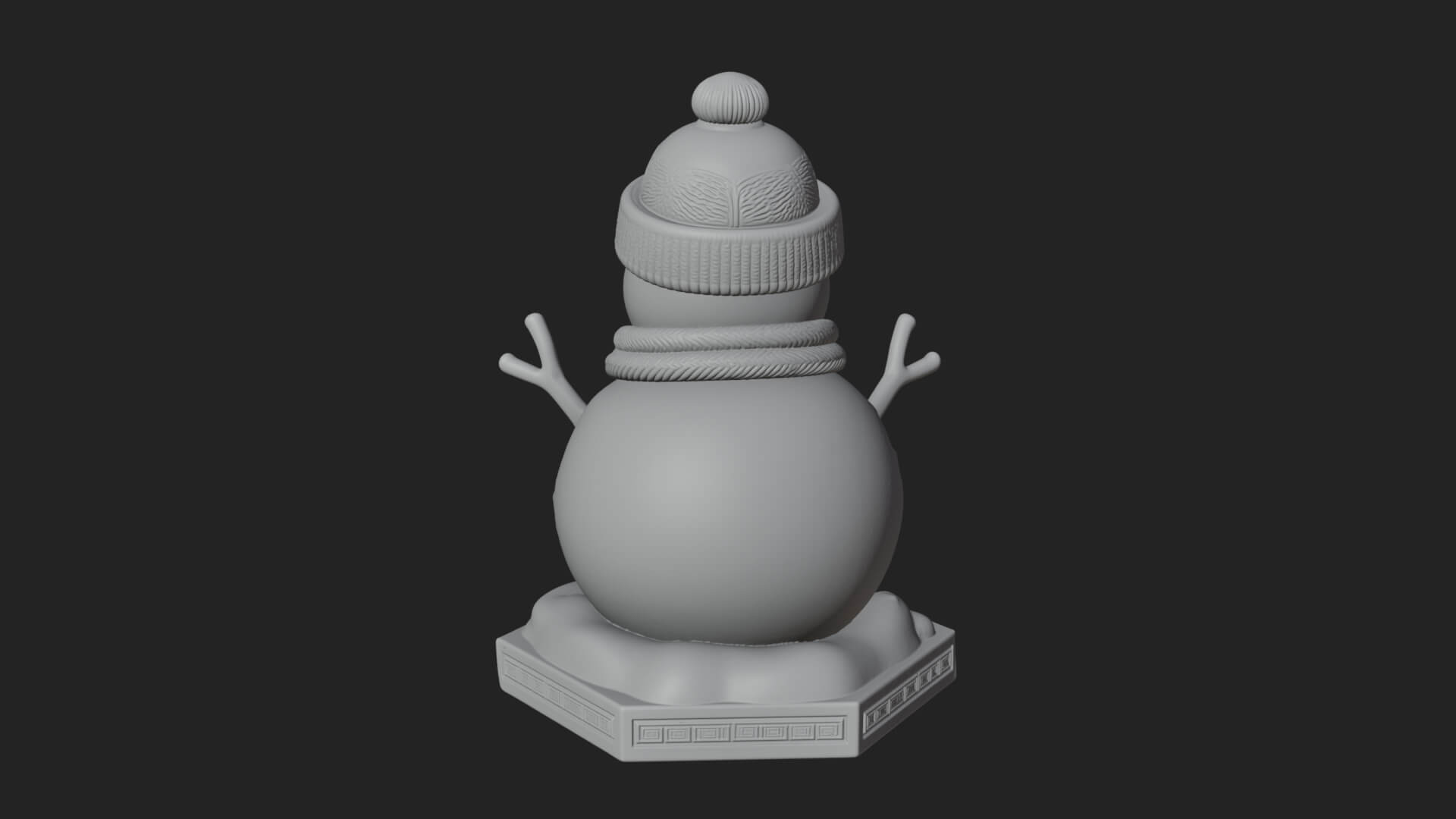 Knit Hat Snowman Statue Design 6 3D Print Model 3D Model