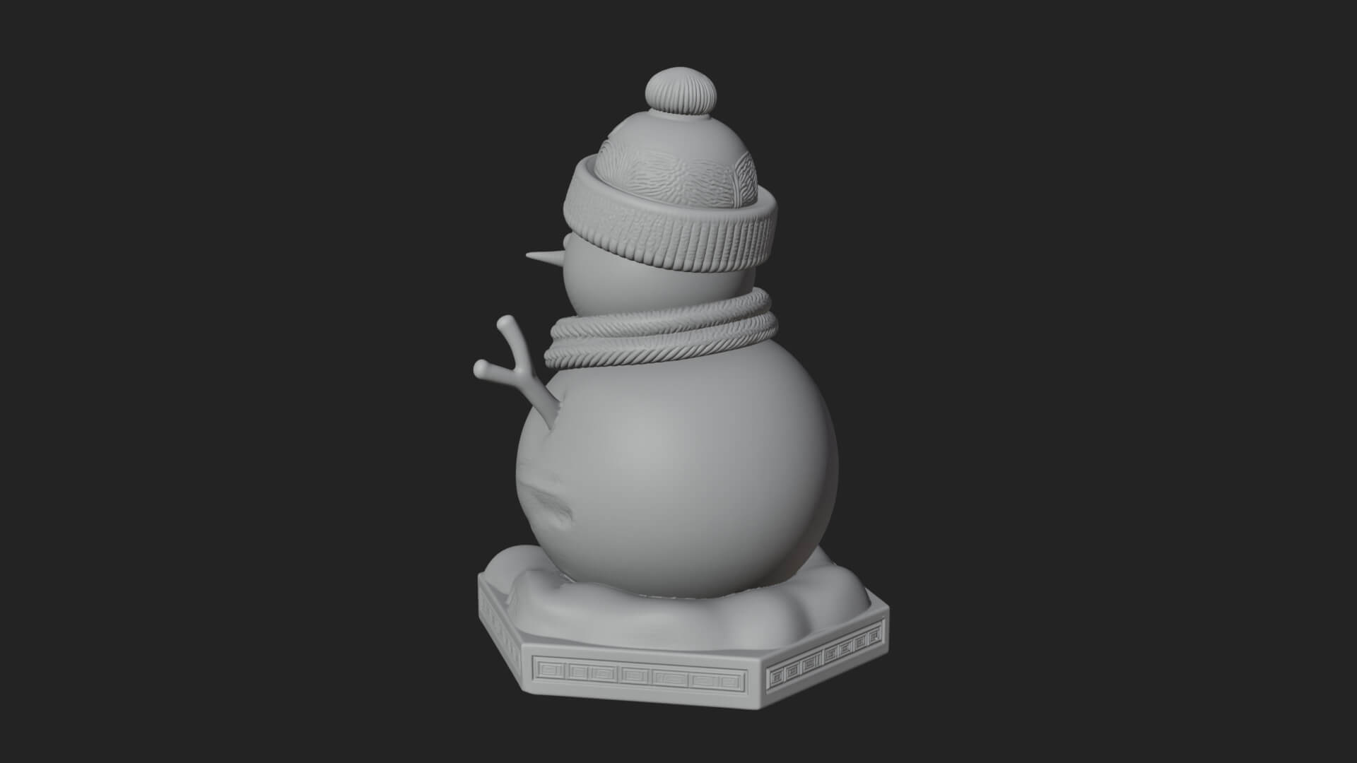 Knit Hat Snowman Statue Design 6 3D Print Model 3D Model