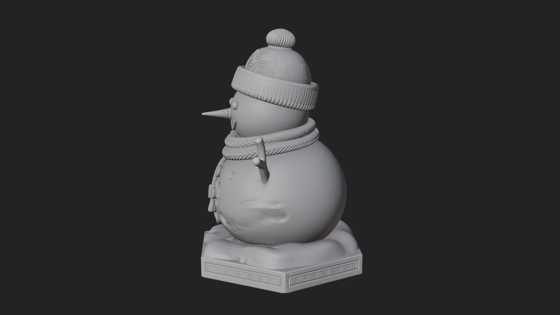 Knit Hat Snowman Statue Design 6 3D Print Model 3D Model