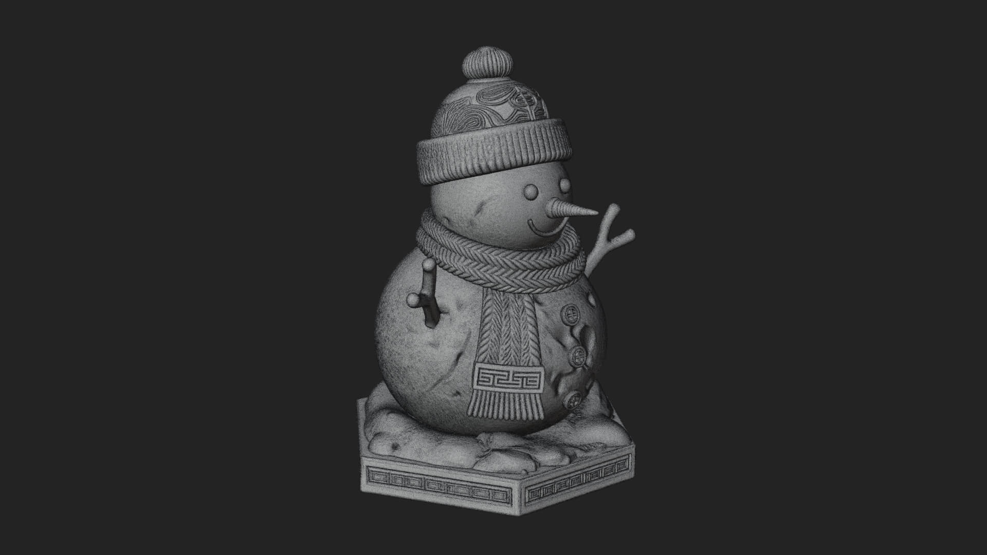 Knit Hat Snowman Statue Design 6 3D Print Model 3D Model