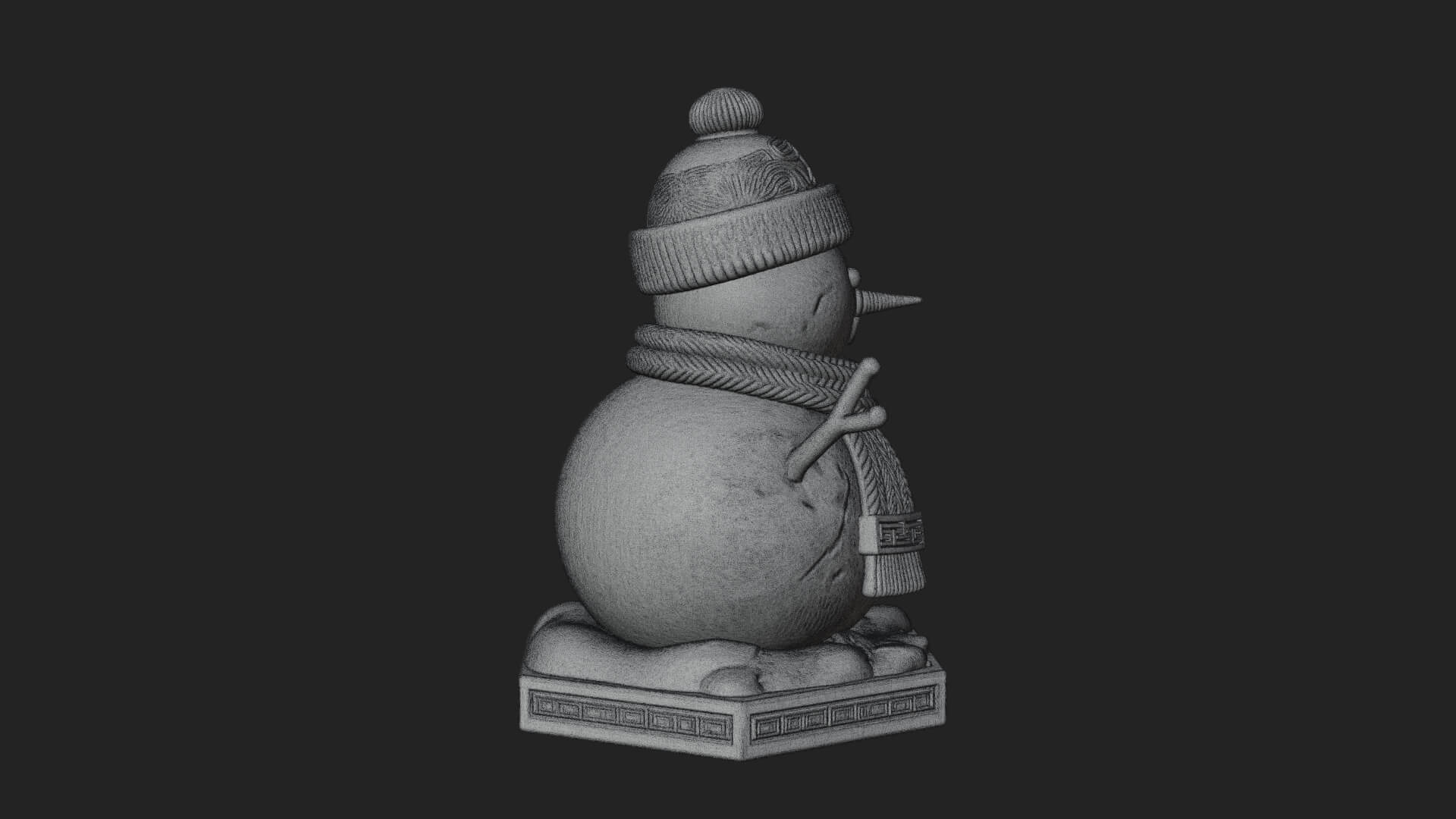 Knit Hat Snowman Statue Design 6 3D Print Model 3D Model