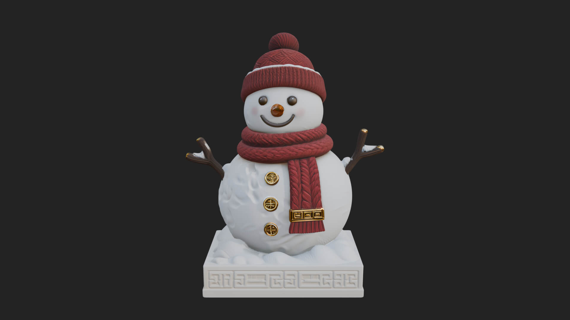 Knit Hat Snowman Statue Design 7 3D Print Model 3D Model