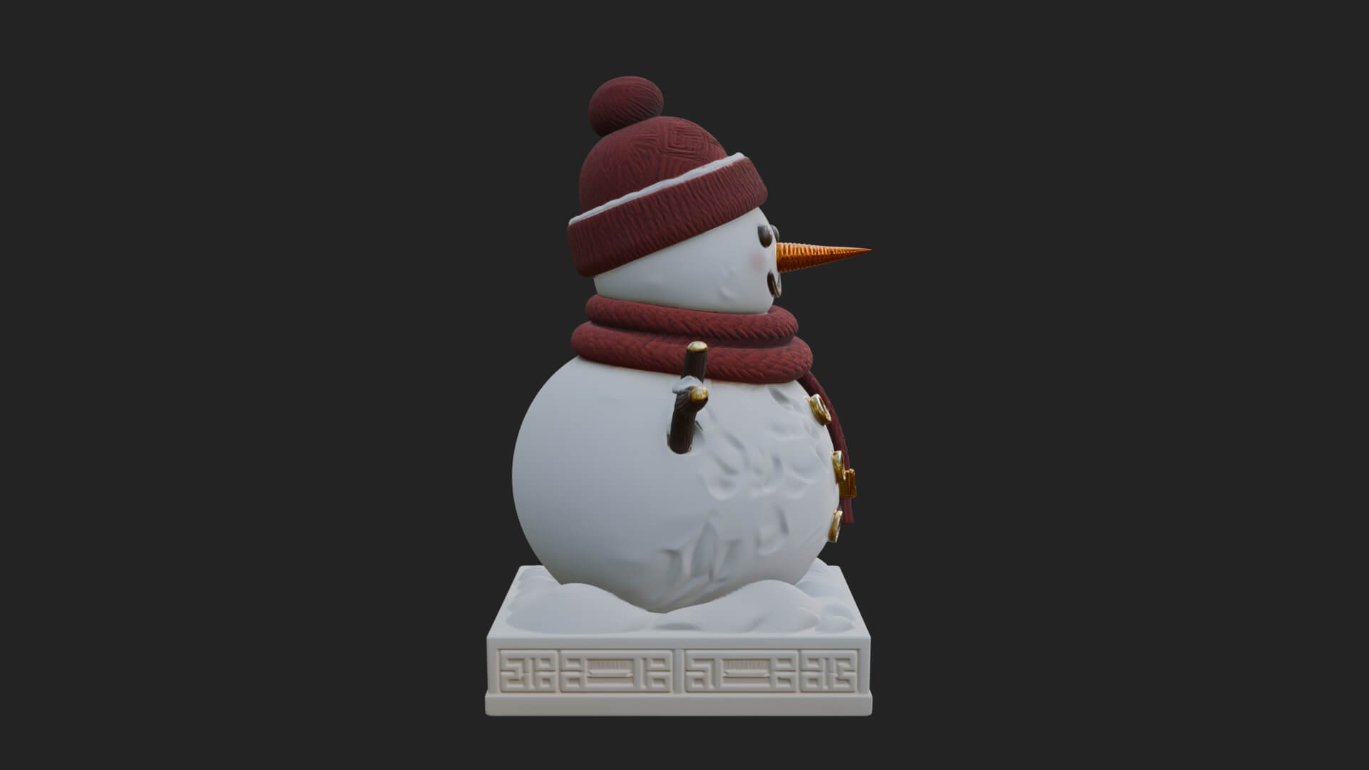 Knit Hat Snowman Statue Design 7 3D Print Model 3D Model