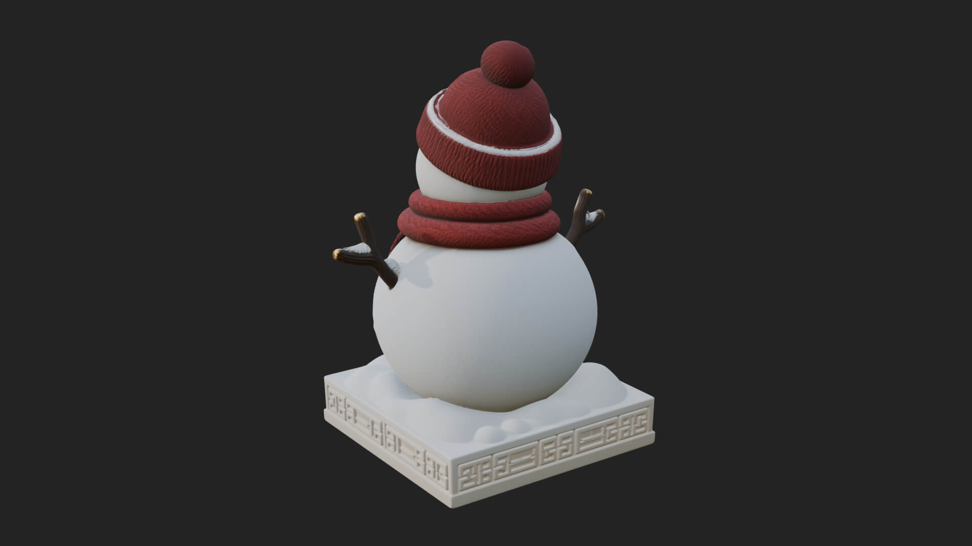 Knit Hat Snowman Statue Design 7 3D Print Model 3D Model