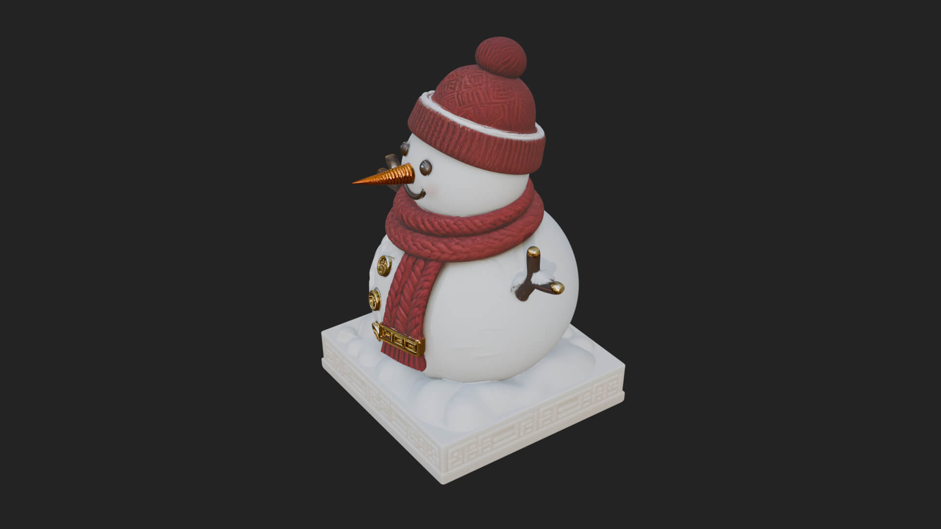 Knit Hat Snowman Statue Design 7 3D Print Model 3D Model
