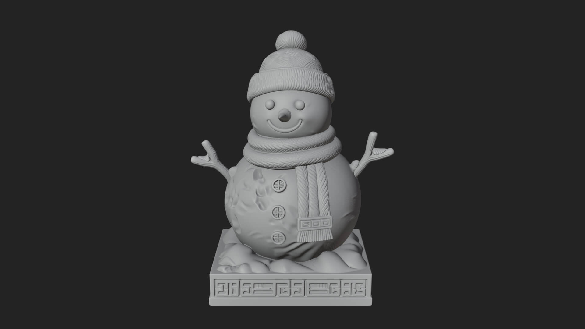 Knit Hat Snowman Statue Design 7 3D Print Model 3D Model