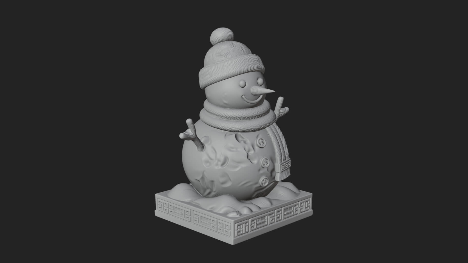 Knit Hat Snowman Statue Design 7 3D Print Model 3D Model
