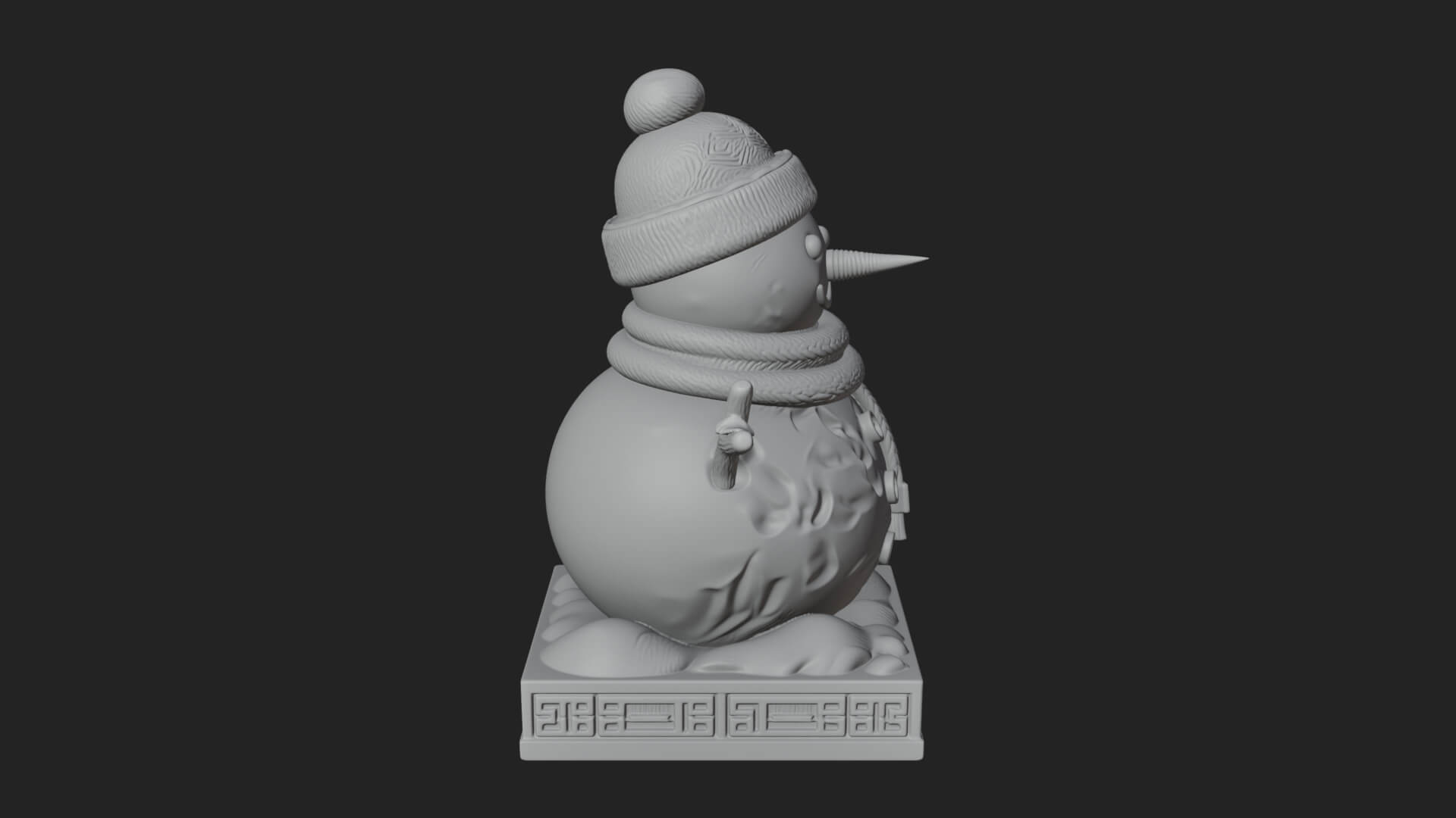 Knit Hat Snowman Statue Design 7 3D Print Model 3D Model