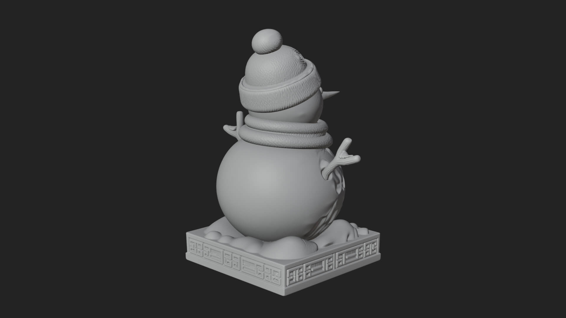 Knit Hat Snowman Statue Design 7 3D Print Model 3D Model