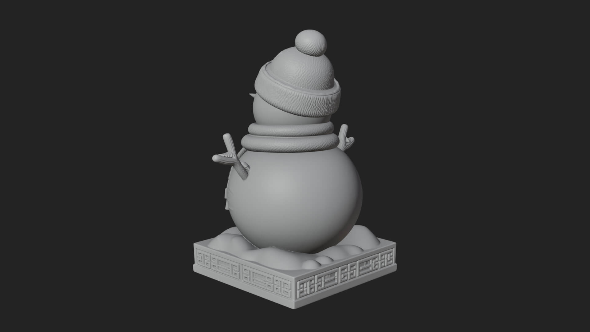 Knit Hat Snowman Statue Design 7 3D Print Model 3D Model