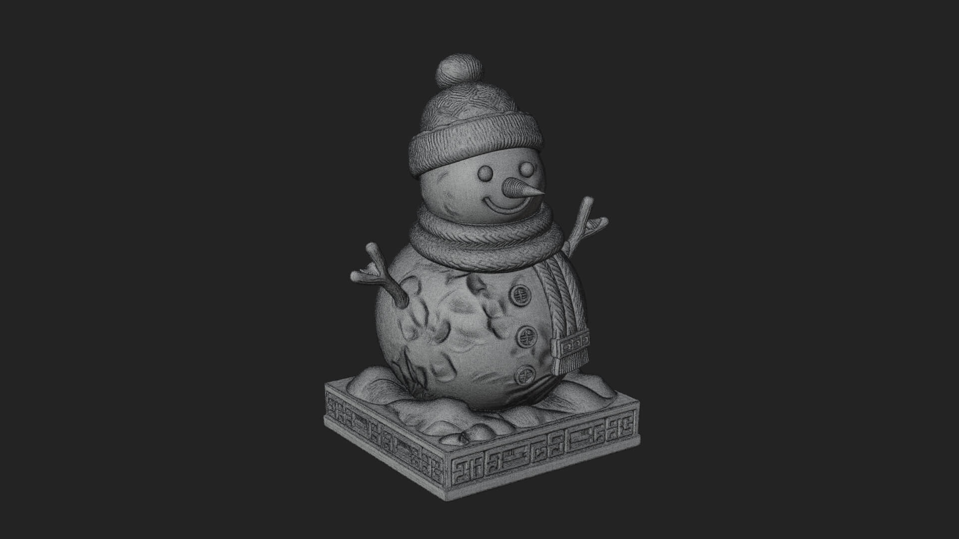 Knit Hat Snowman Statue Design 7 3D Print Model 3D Model