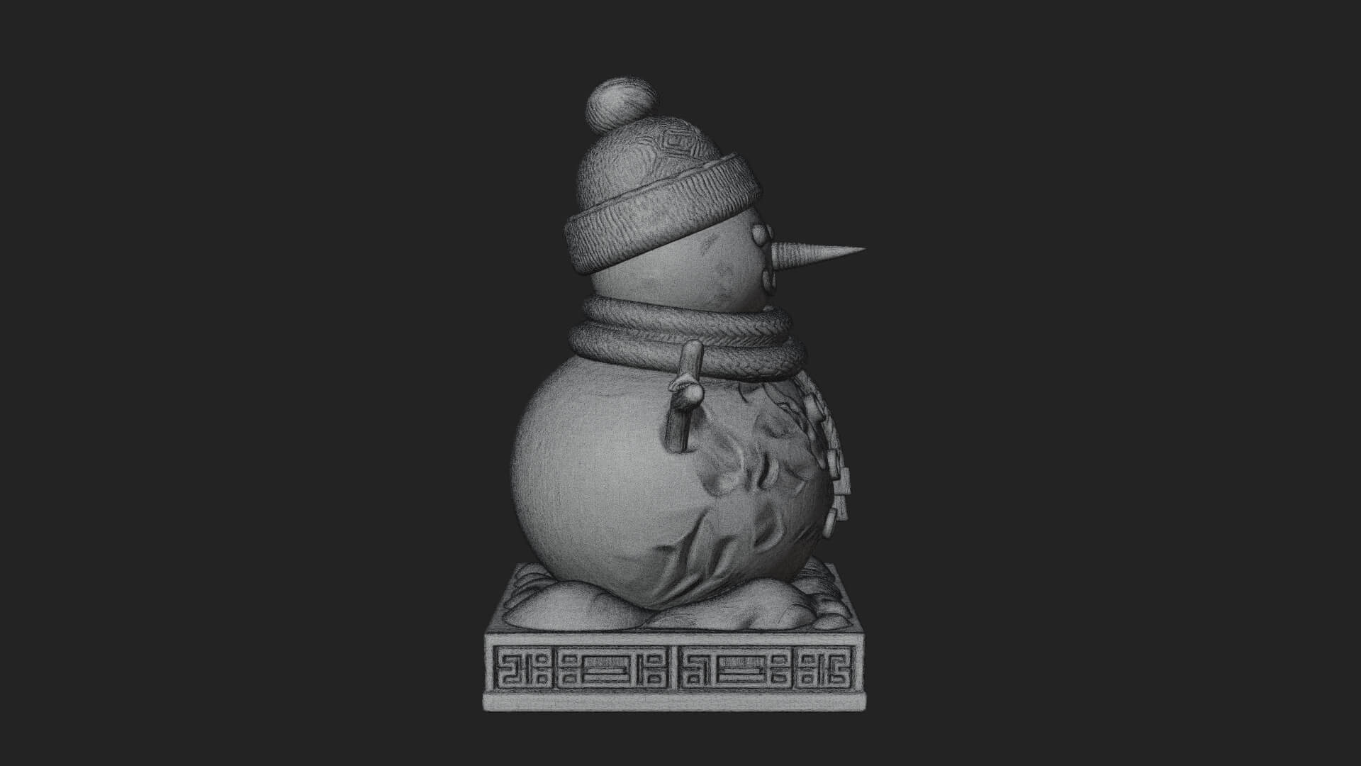 Knit Hat Snowman Statue Design 7 3D Print Model 3D Model