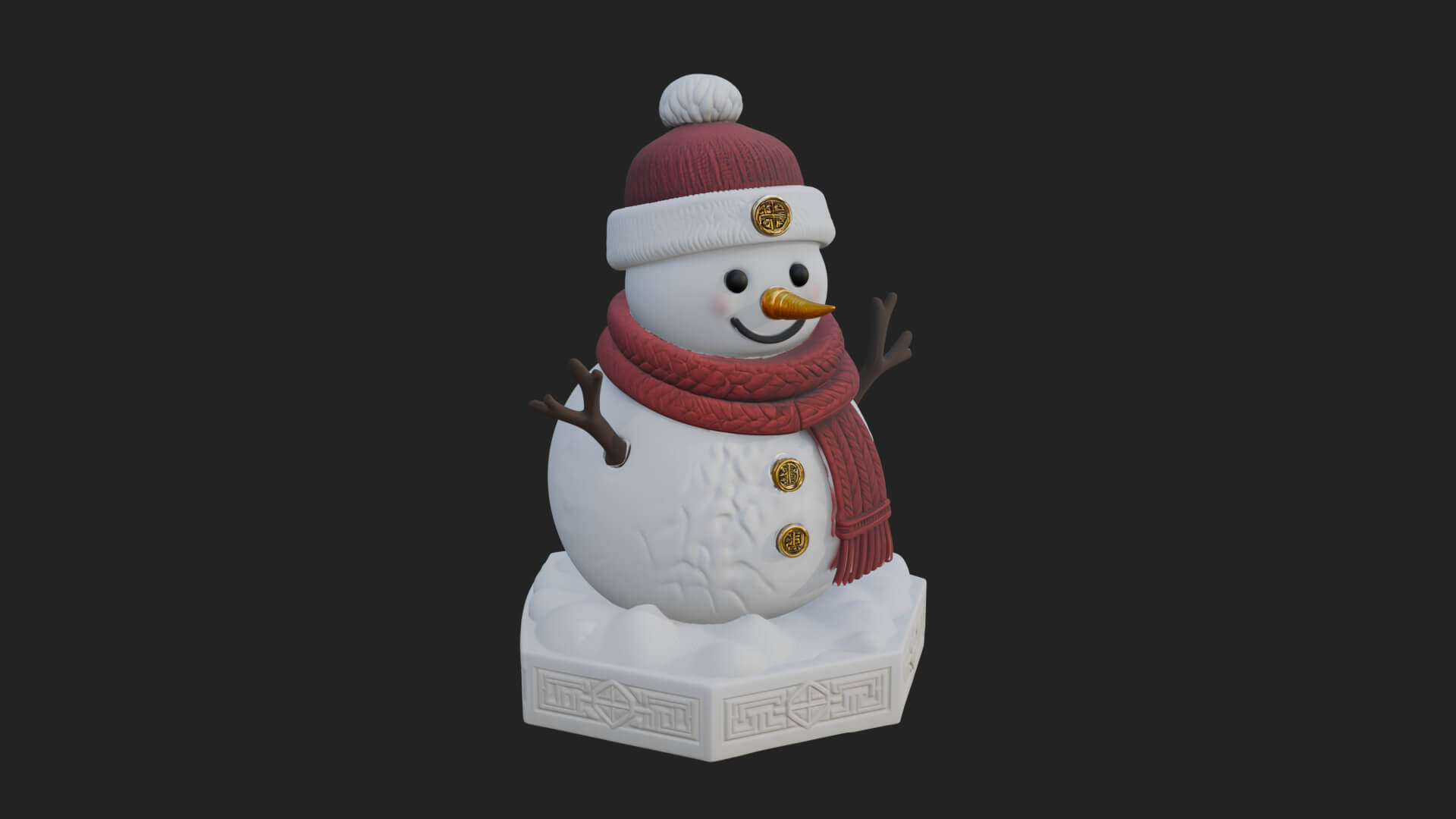 Knit Hat Snowman Statue Design 8 3D Print Model 3D Model