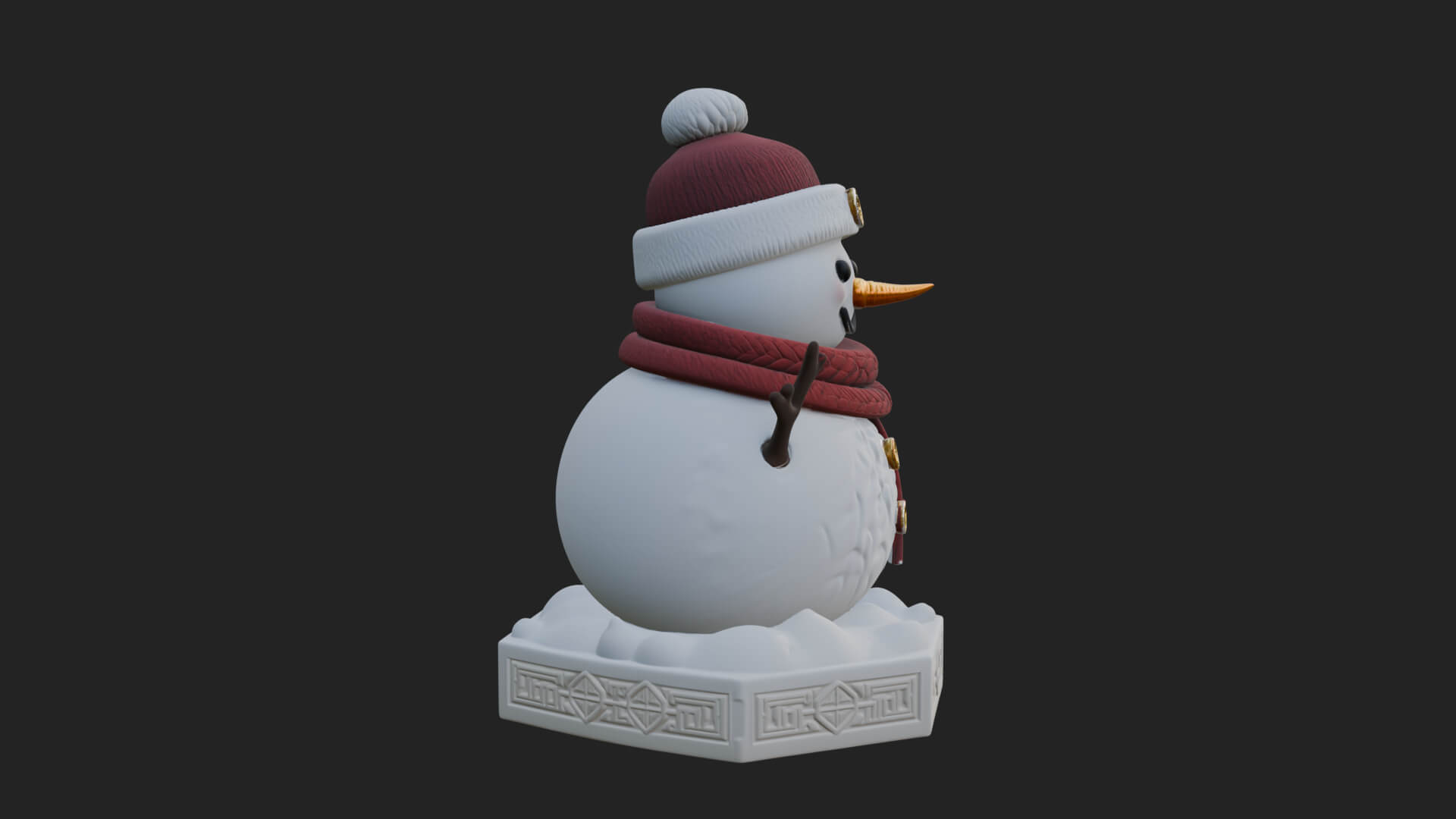 Knit Hat Snowman Statue Design 8 3D Print Model 3D Model
