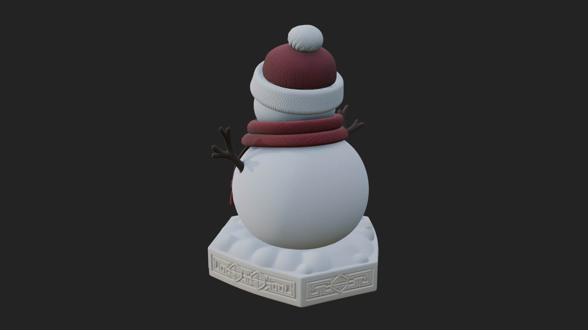 Knit Hat Snowman Statue Design 8 3D Print Model 3D Model