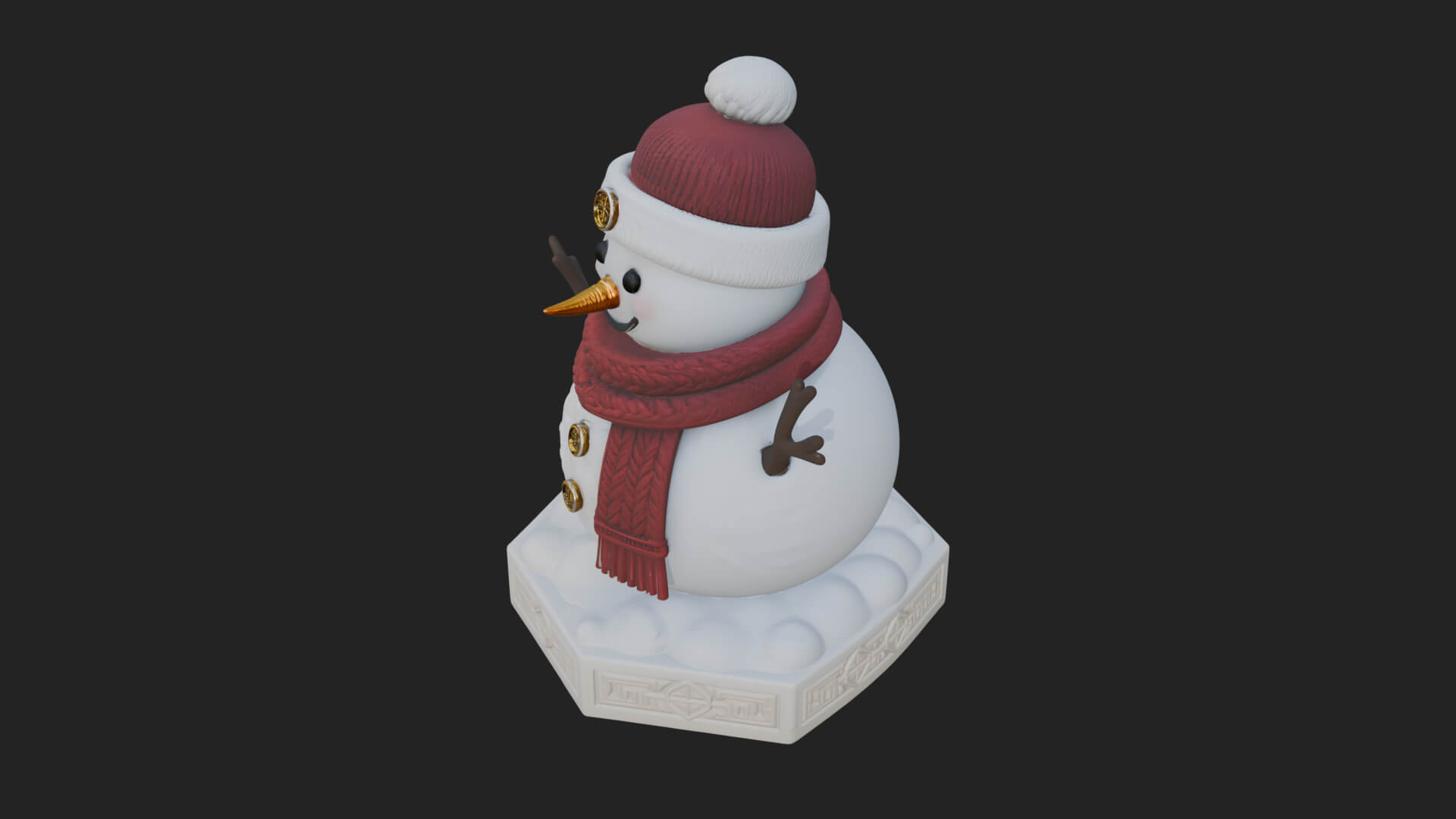Knit Hat Snowman Statue Design 8 3D Print Model 3D Model