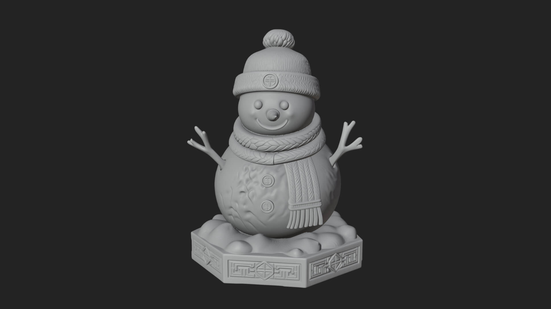 Knit Hat Snowman Statue Design 8 3D Print Model 3D Model