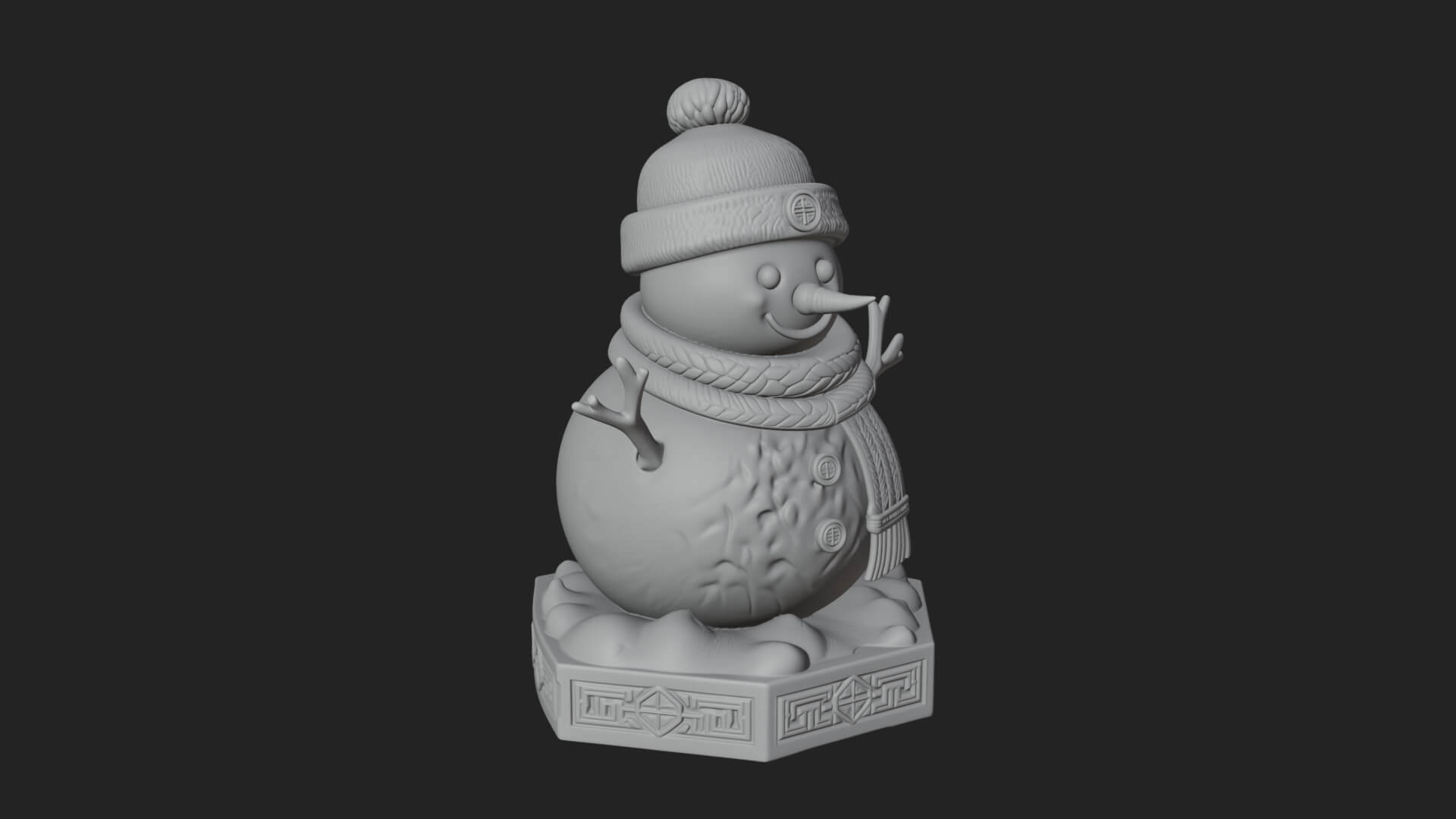 Knit Hat Snowman Statue Design 8 3D Print Model 3D Model