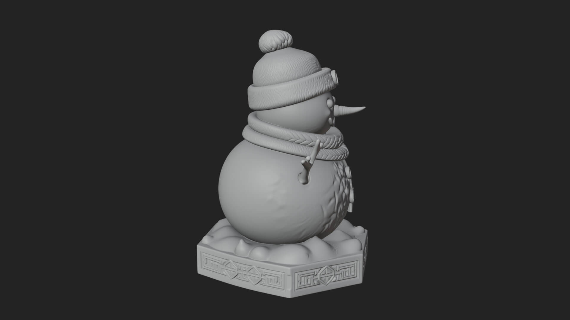 Knit Hat Snowman Statue Design 8 3D Print Model 3D Model