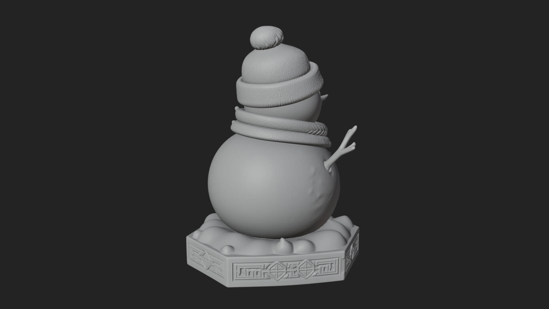 Knit Hat Snowman Statue Design 8 3D Print Model 3D Model