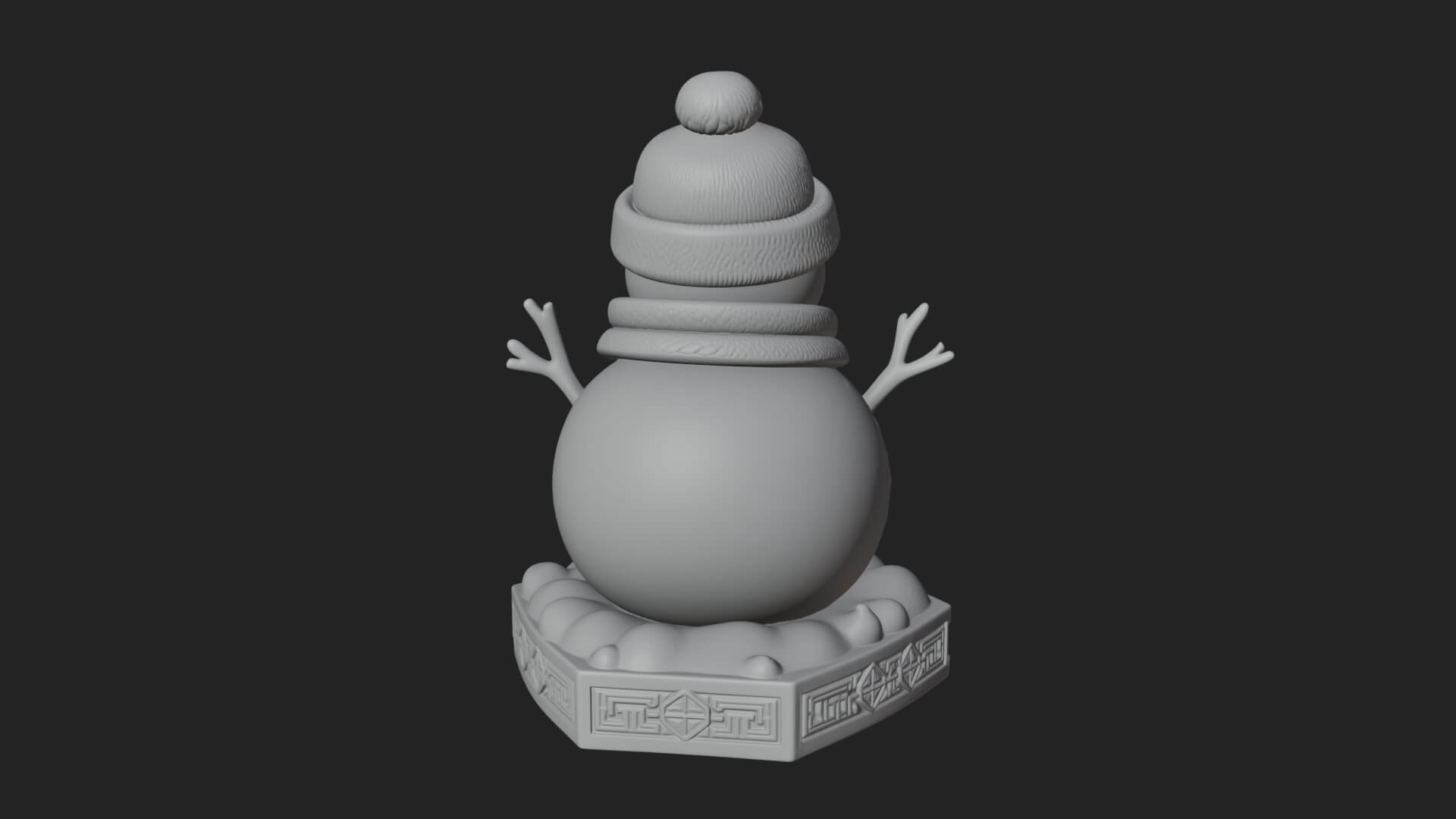 Knit Hat Snowman Statue Design 8 3D Print Model 3D Model
