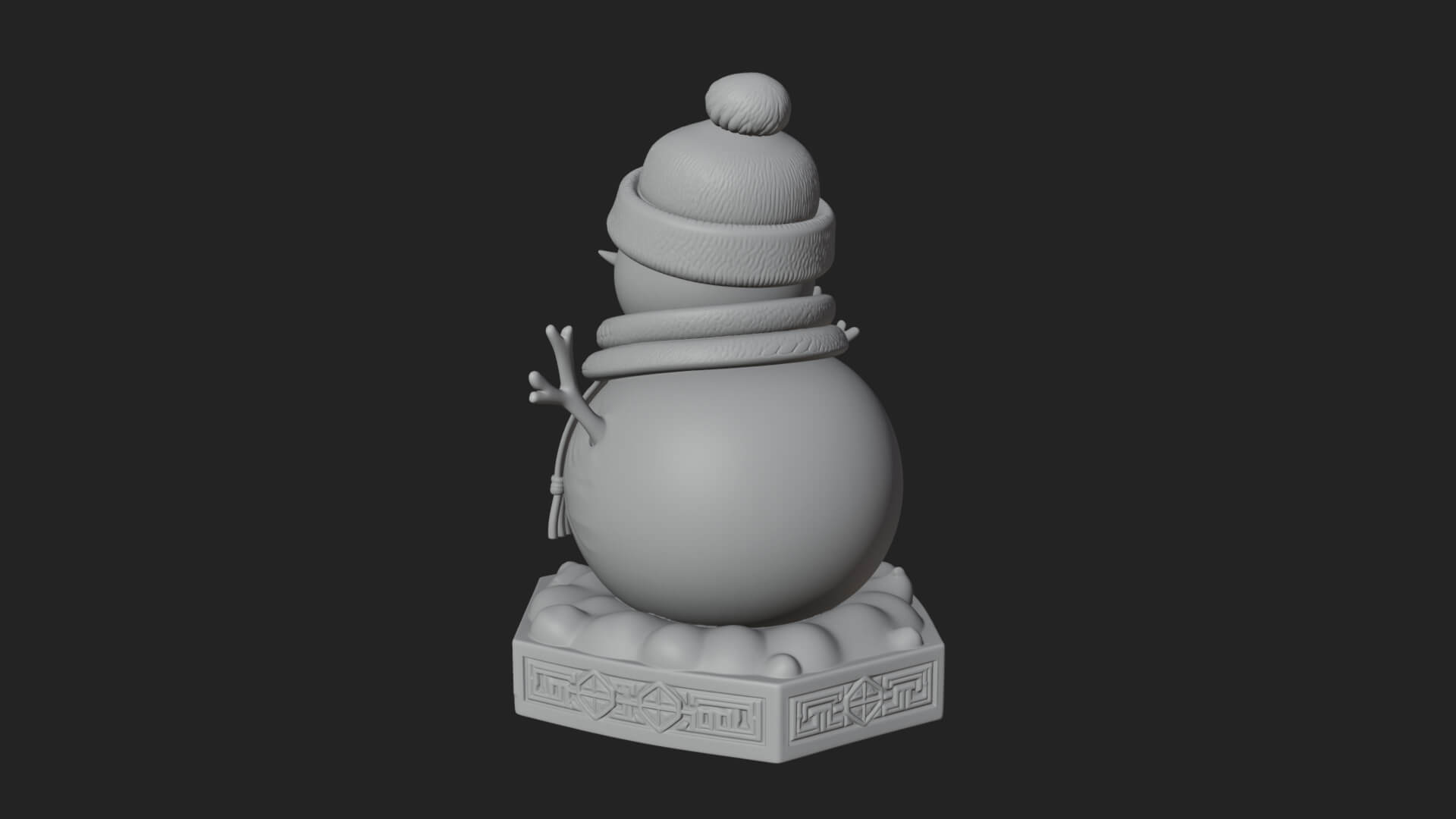 Knit Hat Snowman Statue Design 8 3D Print Model 3D Model
