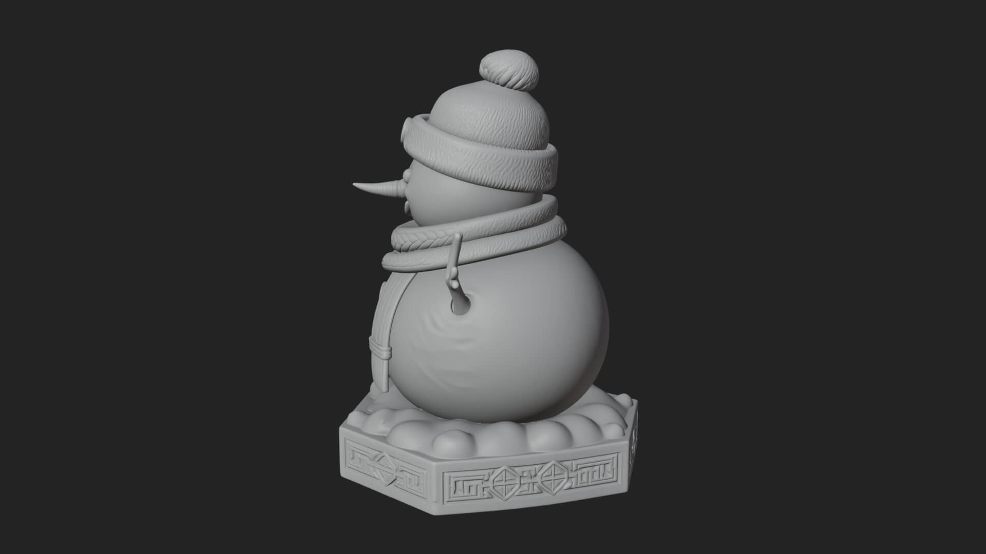 Knit Hat Snowman Statue Design 8 3D Print Model 3D Model