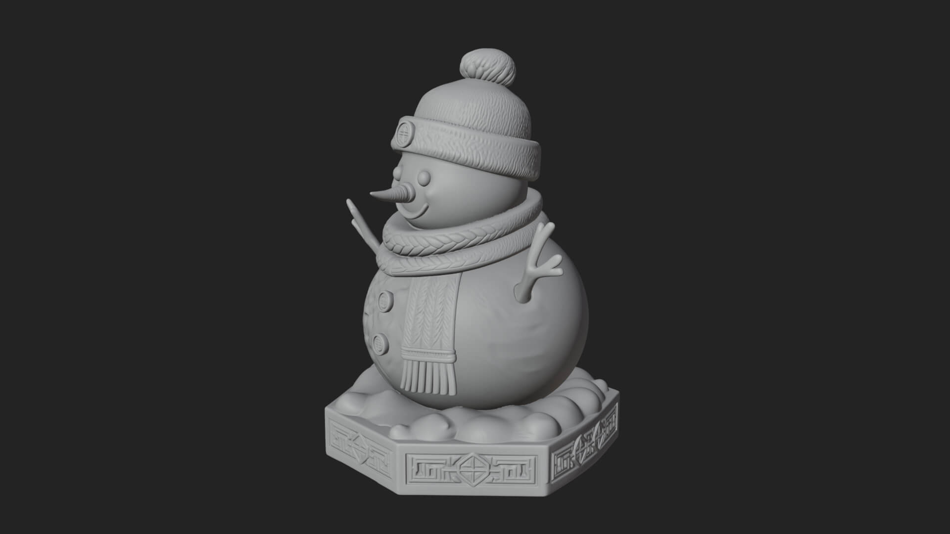 Knit Hat Snowman Statue Design 8 3D Print Model 3D Model