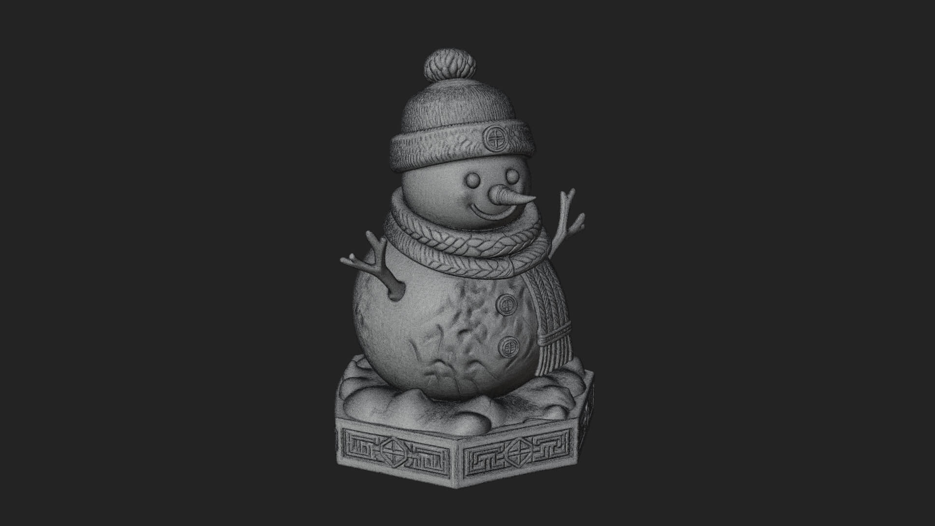 Knit Hat Snowman Statue Design 8 3D Print Model 3D Model