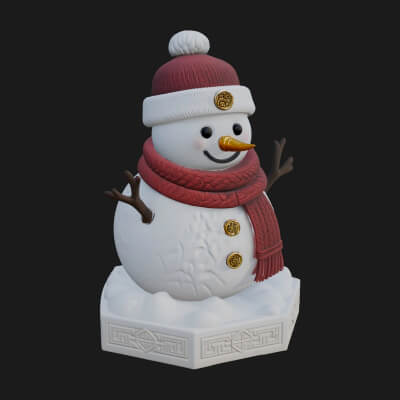 Knit Hat Snowman Statue Design 8 3D Print Model