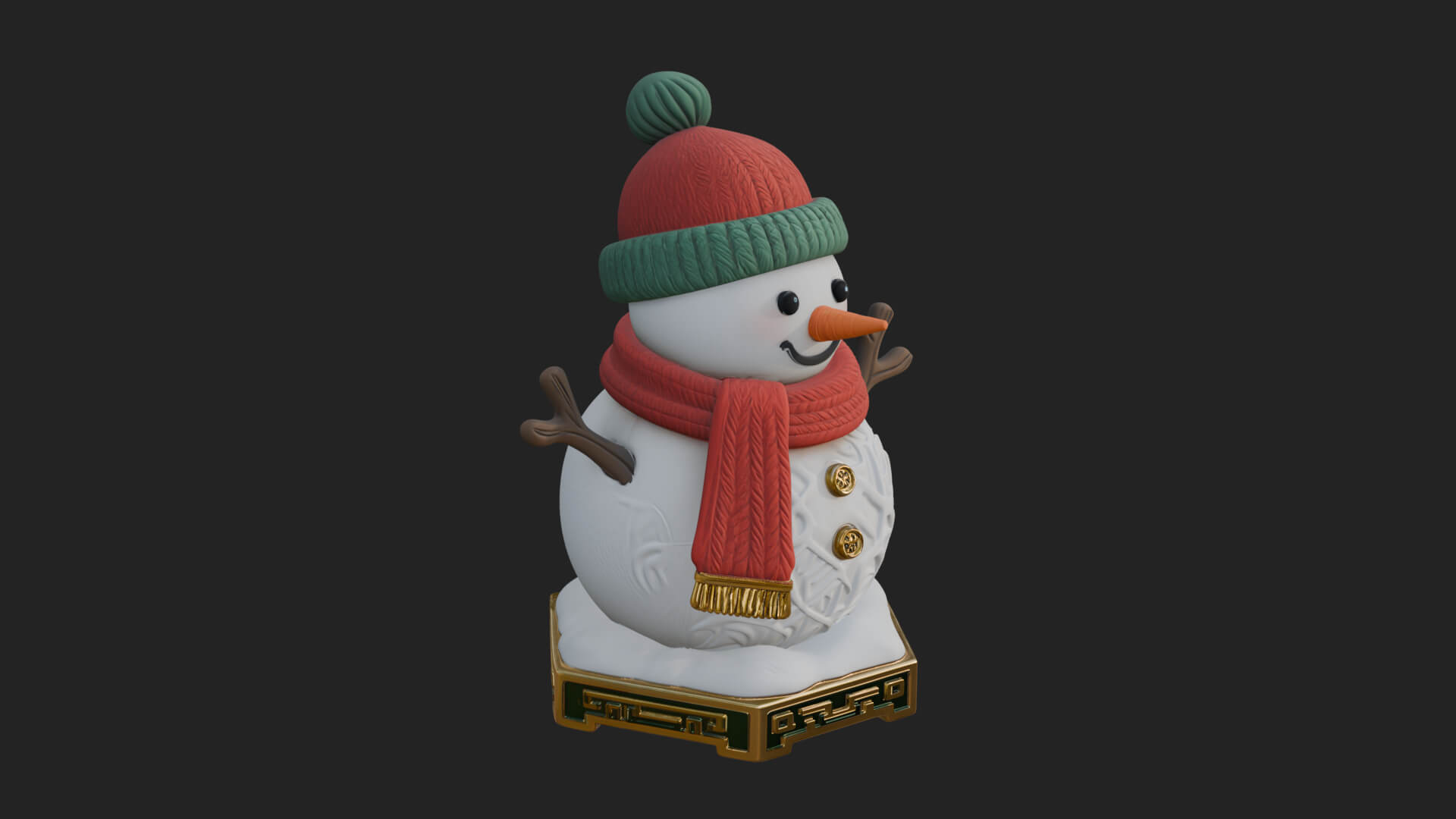 Knit Hat Snowman Statue Design 9 3D Print Model 3D Model