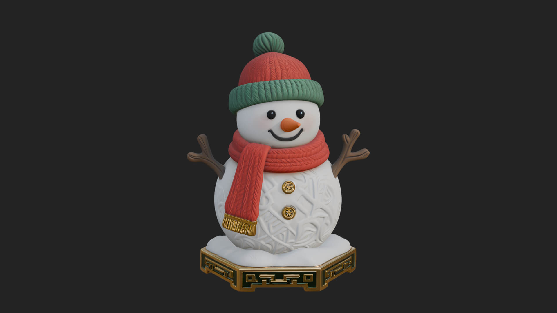 Knit Hat Snowman Statue Design 9 3D Print Model 3D Model