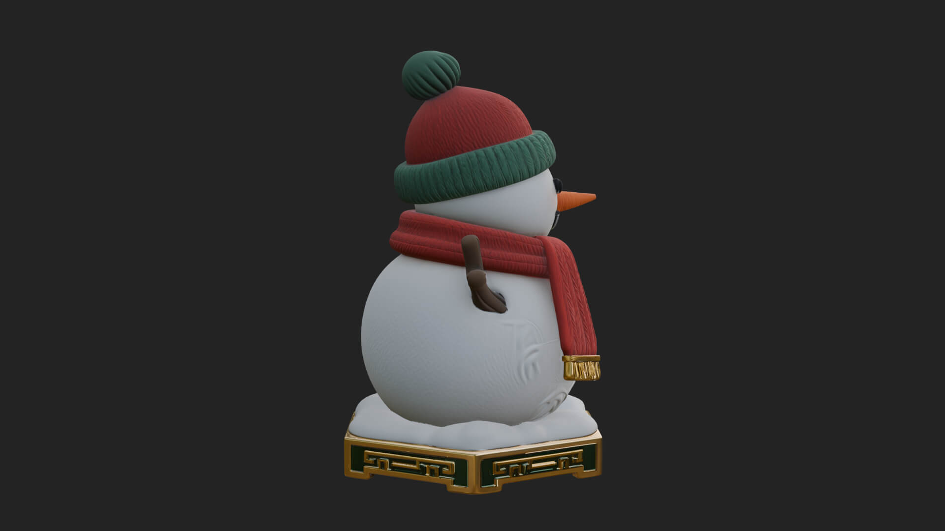 Knit Hat Snowman Statue Design 9 3D Print Model 3D Model