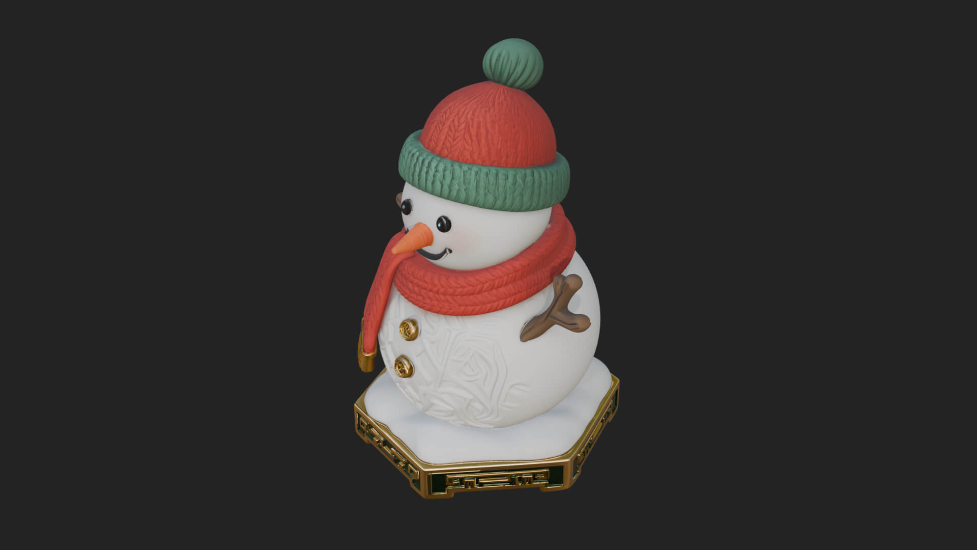 Knit Hat Snowman Statue Design 9 3D Print Model 3D Model