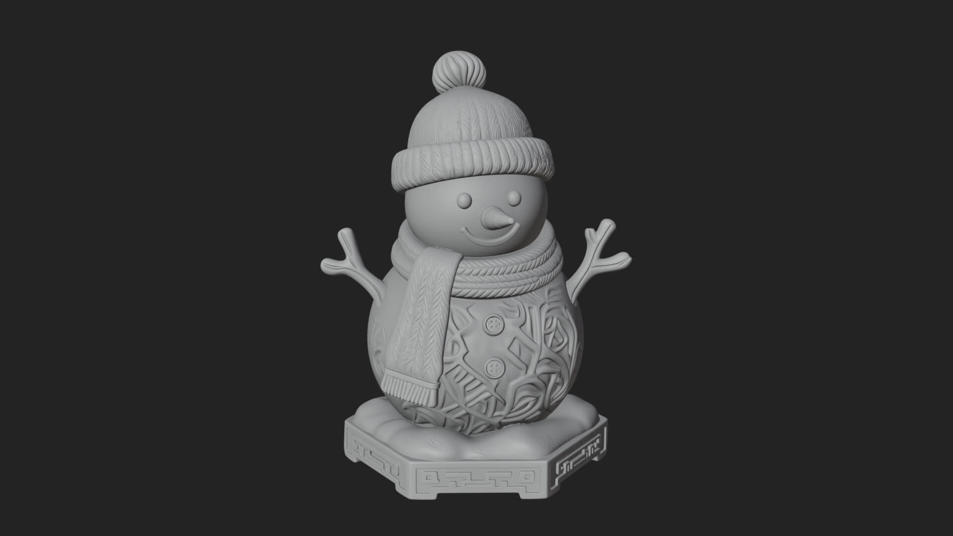 Knit Hat Snowman Statue Design 9 3D Print Model 3D Model