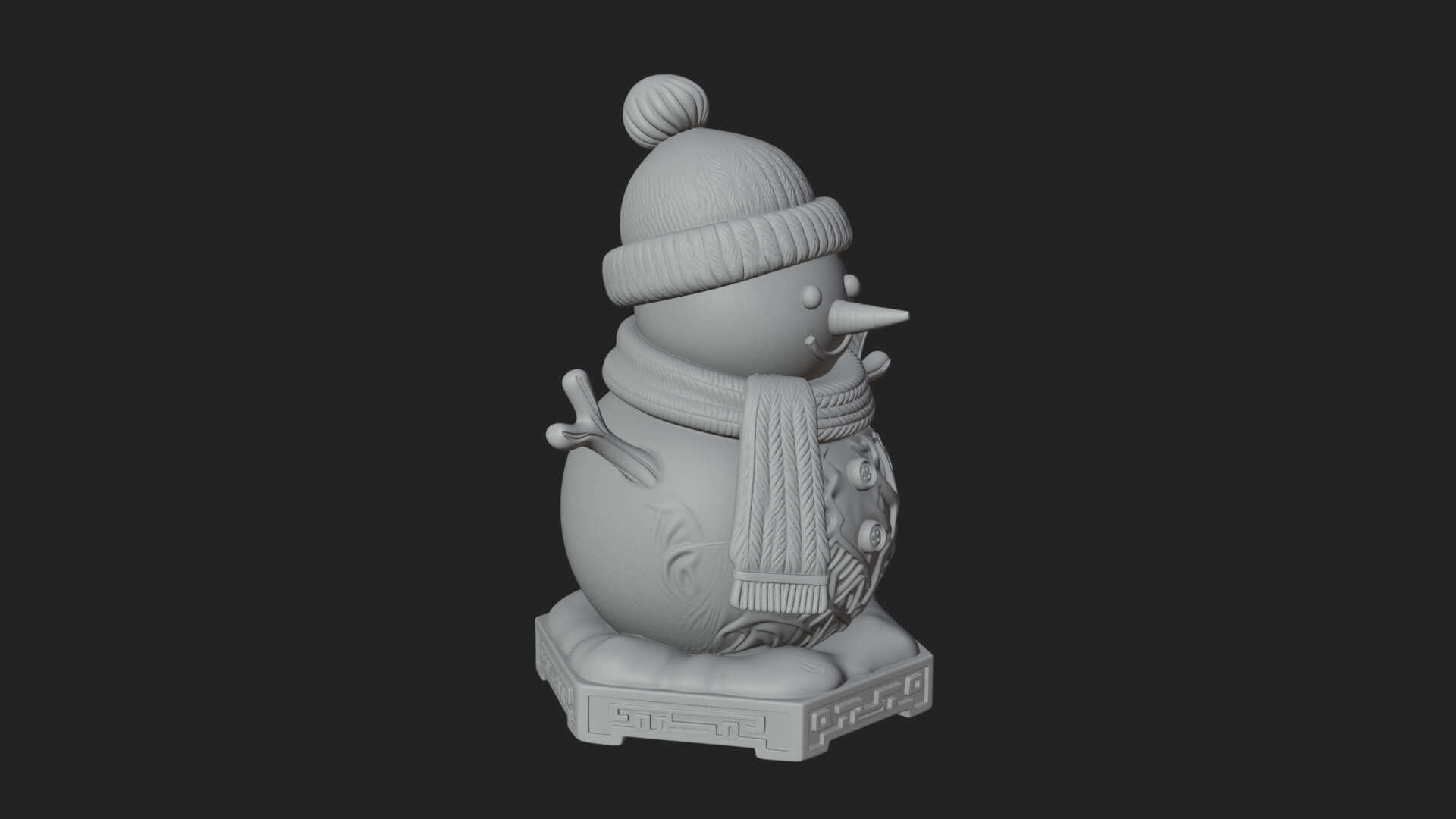 Knit Hat Snowman Statue Design 9 3D Print Model 3D Model