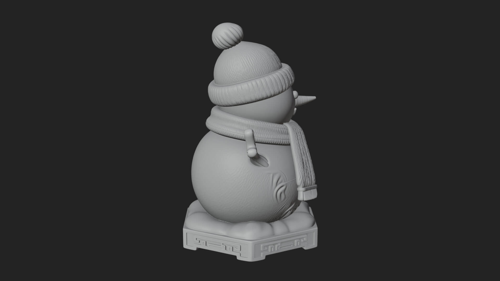 Knit Hat Snowman Statue Design 9 3D Print Model 3D Model