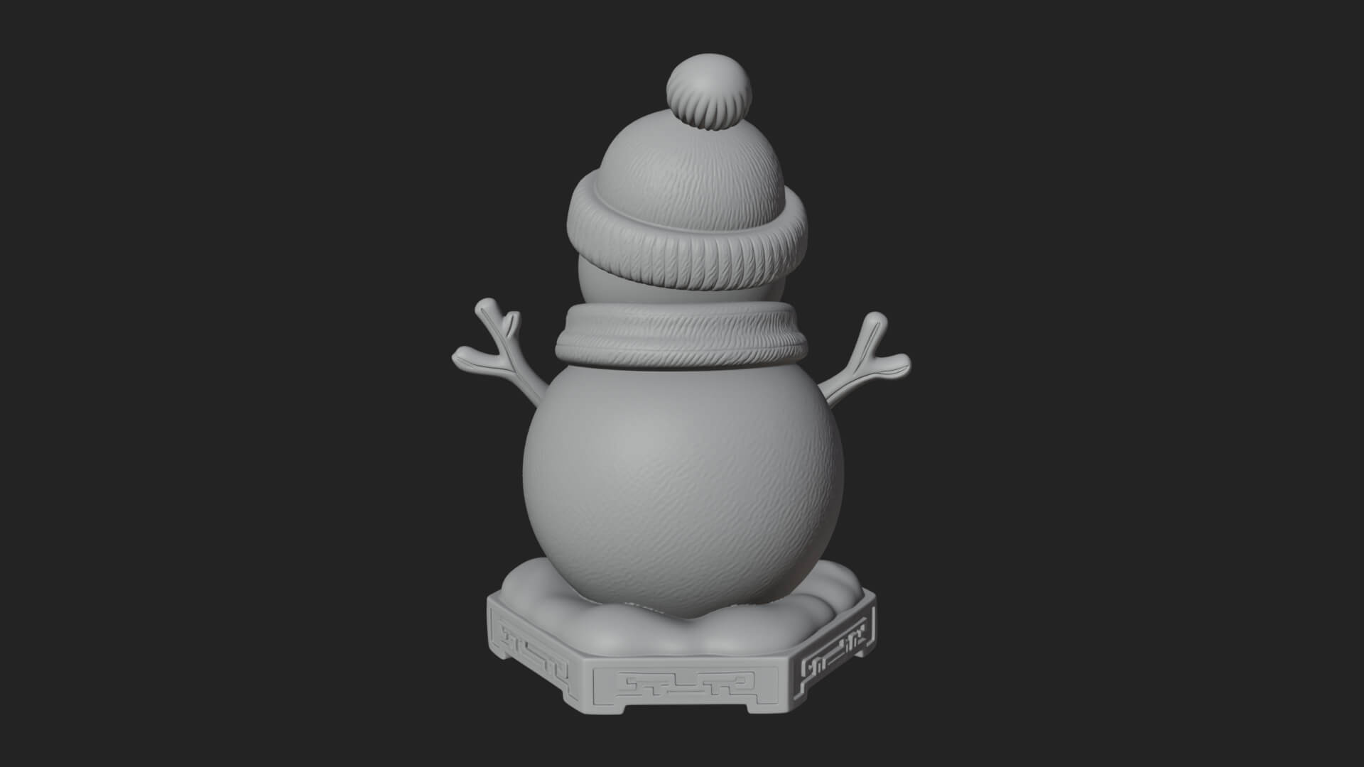 Knit Hat Snowman Statue Design 9 3D Print Model 3D Model