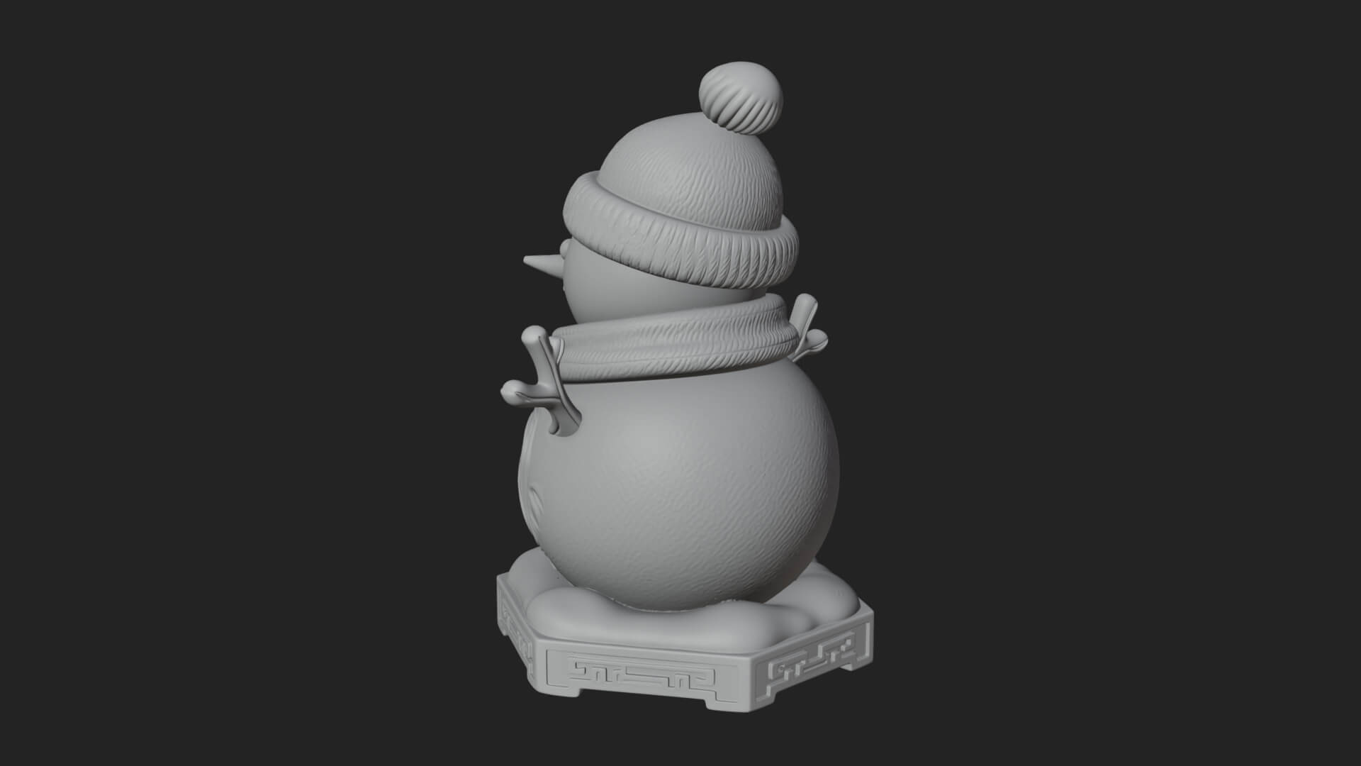 Knit Hat Snowman Statue Design 9 3D Print Model 3D Model